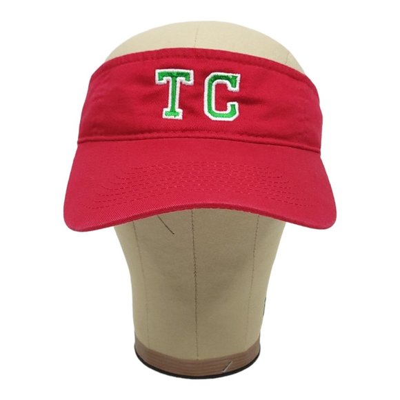 Port And Co TC Monogram Initials Strapback Visor Tennis Golf Hat Red - Picture 5 of 11